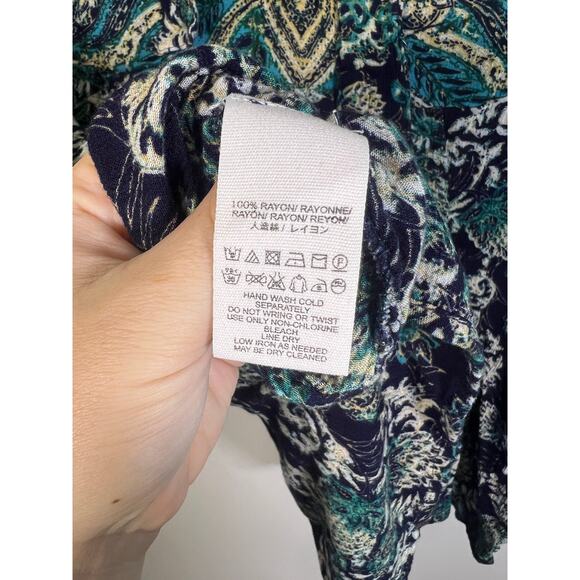 Free People Lady Luck Printed Long Sleeve Paisley Boho Blouse Size XS Whimsical - Picture 8 of 9